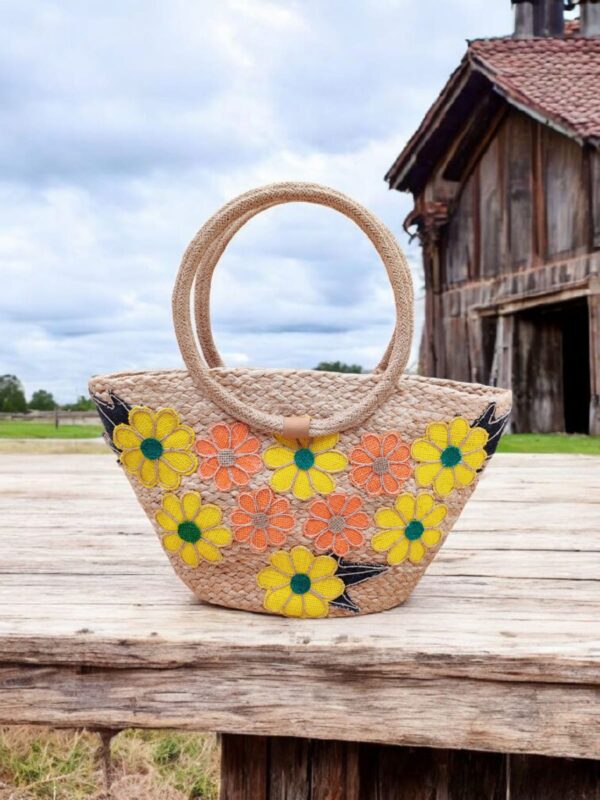 Striped Jute Shoulder Bag – Multicolor
