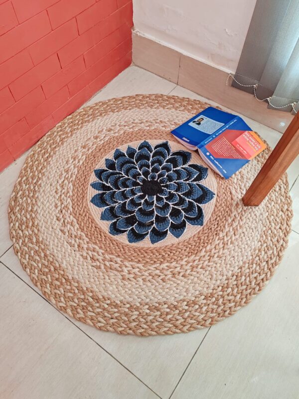 Round Jute Rug – 6 ft Beige Border